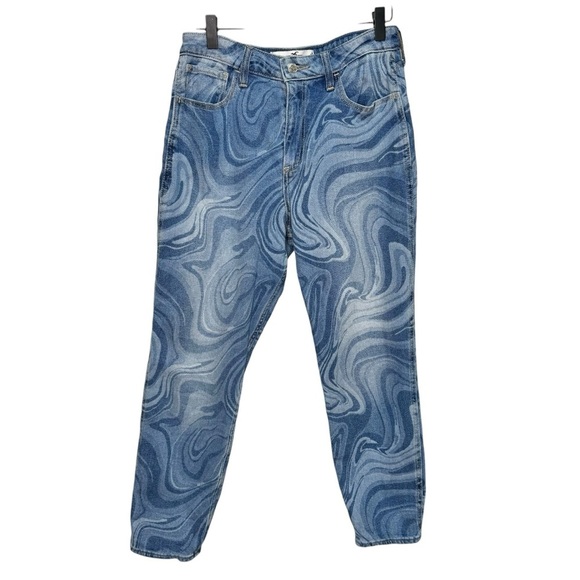 Hollister Curvy Hi-Rise Marble Denim Mom Jeans Size 28 - Picture 2 of 13